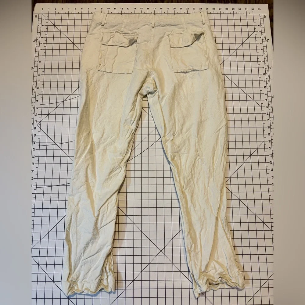 Banana Republic Men’s Size 34/30 Cream Linen Blend Straight Fit Pants‎